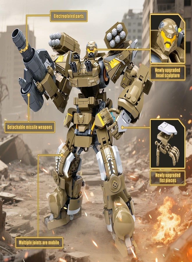 HIGH GODO Artillery Mech Robot Transforming Building Blocks Set for Adults,City Warrior Justice Hero Soldier Mech Model Building Kit, Cool Creative Robots Toys Gift for Teens, 581 Pieces - Image 3